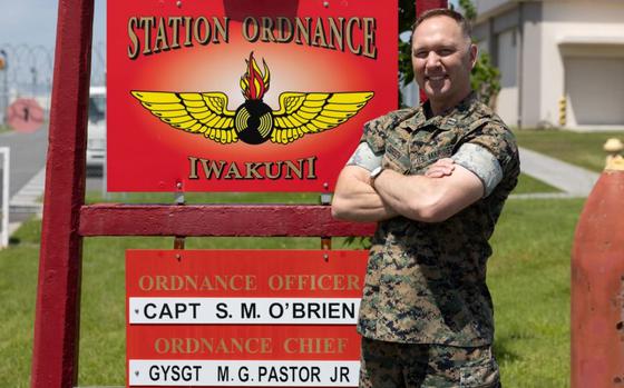 Photo Of U.S. Marine Corps Capt. Sean O’Brien, a native of Illinois, and the station ordnance officer for Marine Corps Air Station Iwakuni, poses for a photo at MCAS Iwakuni, Japan, May 2, 2024. O’Brien was born and raised in Glen Ellyn, Illinois and originally did not think of the military as the correct career path for himself. Now, with over 22 years of service, O’Brien has spent much of his time in the military carving new career paths, leading Marines and Sailors, and building a family. 