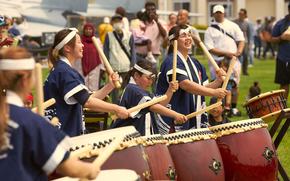 playing Japanese drum at NAF Atsugi and JMSDF Atsugi Air Base 2025 Spring Festival