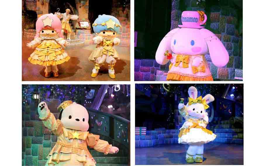 Sanrio characters at Sanrio Puroland Chritmas stage