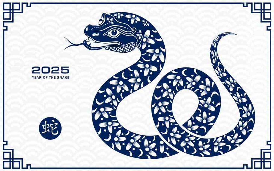 nengajo for 2025, year of snake in Chinese zodiac