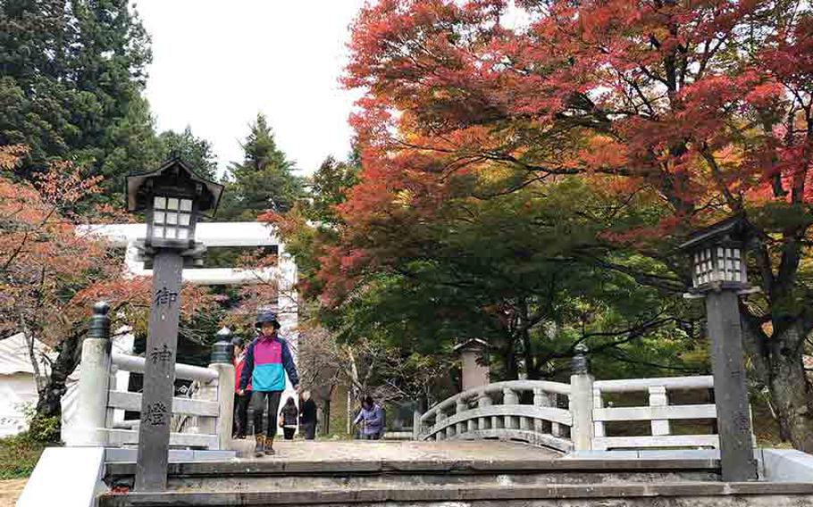 bridge and torii gate at Hanitsu Shrine