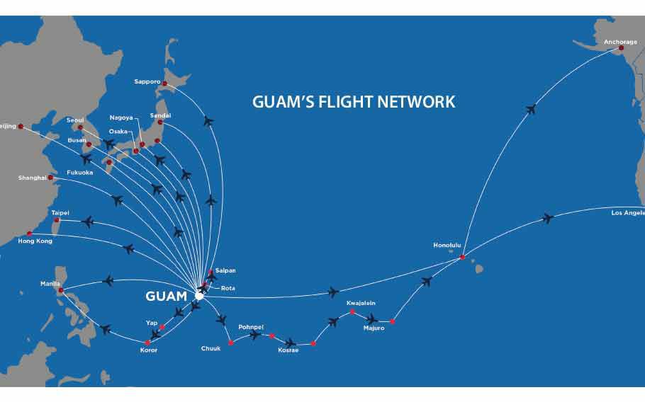 Guam’s flight network map