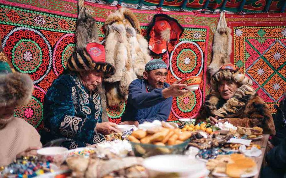 Gathering around for a meal during the Eagle festival