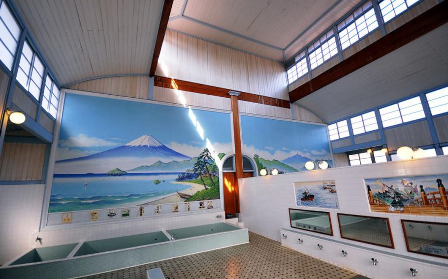 A replication of a Japanese bath house built in 1929, located at the Edo-Tokyo Museum.